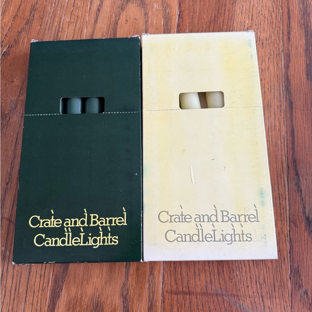 Vintage 10” Crate & Barrel Tapered Candles Green & Yellow